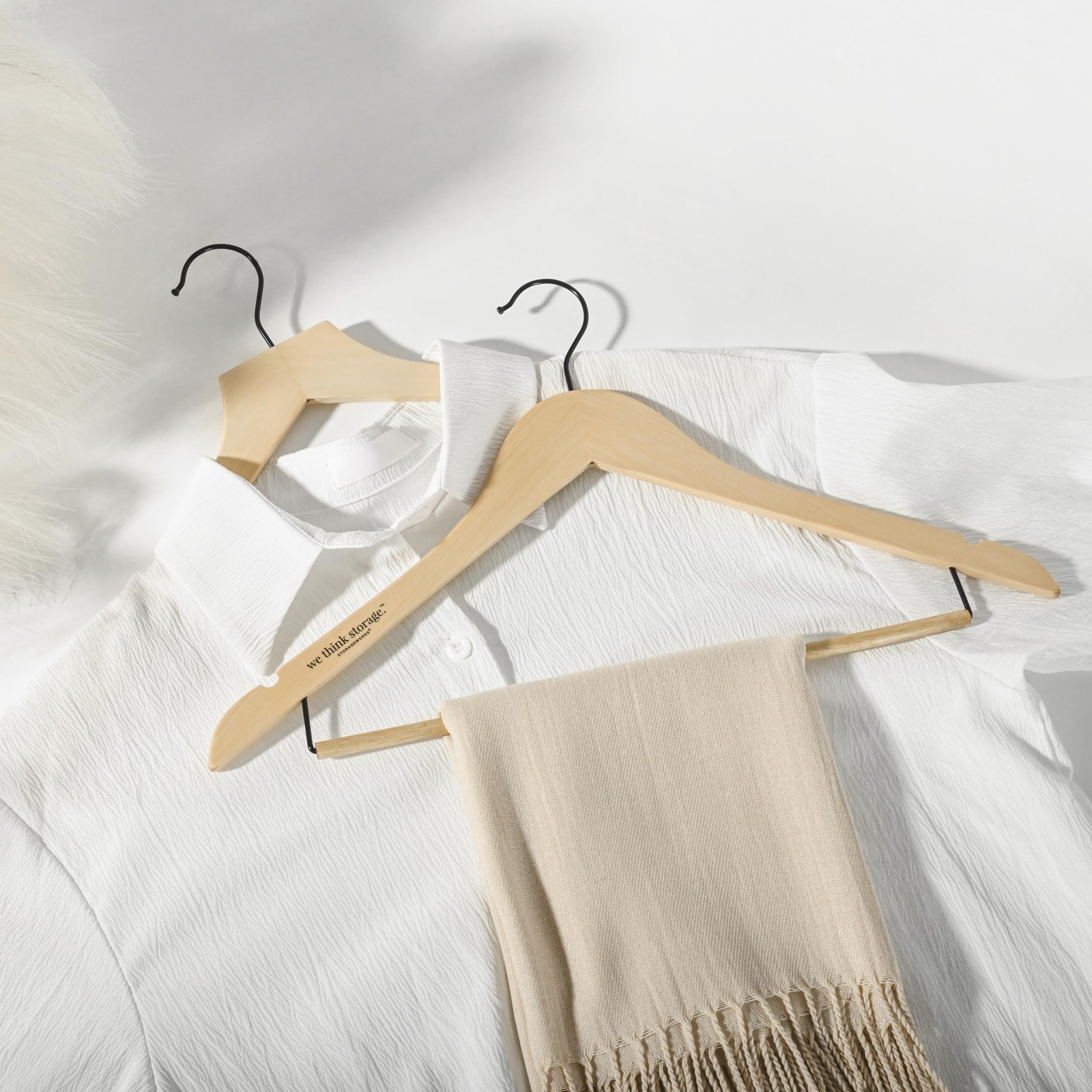 Set of Wooden Hangers 20 Pack & Pant Hanger 10 Pack, Smooth Wood Hangers with...