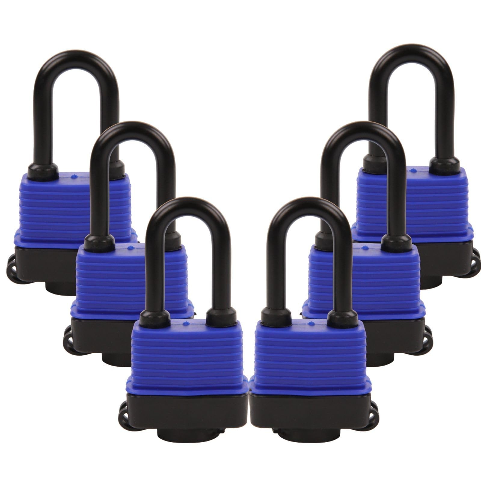 SEPOX® Long Shackle Padlocks 1.8", 6Pcs Keyed-Alike, Water-Resistant Heavy