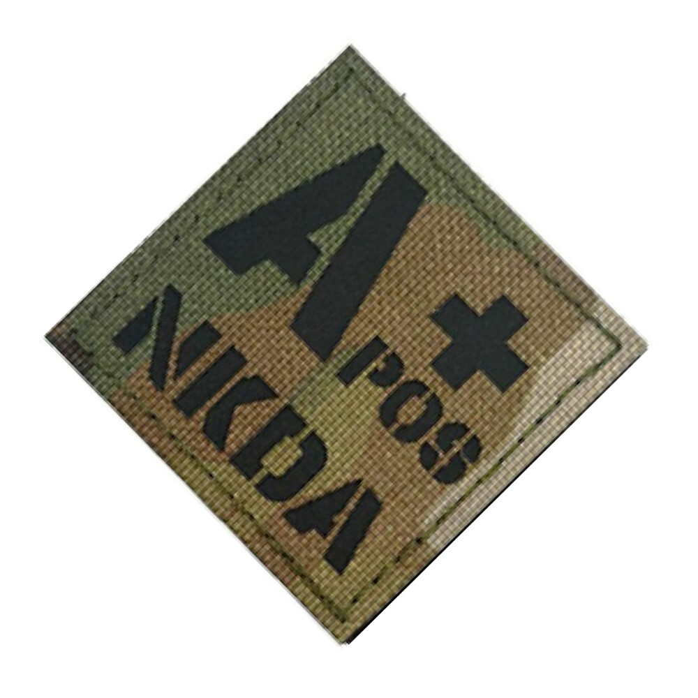 Reflective IR Blood Type A+ POS Tactical Hook Loop Patch Fastener Badge CP