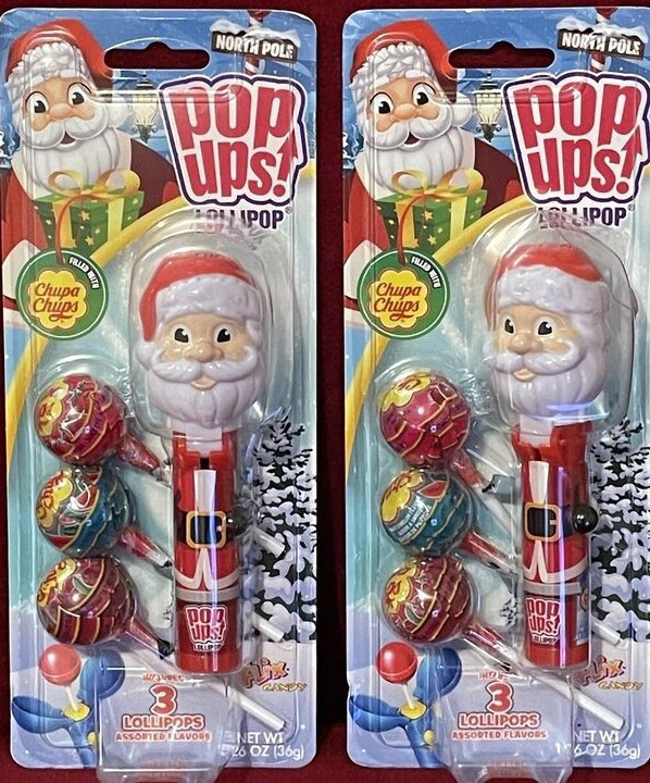 Santa Claus (2-PACK) Pop Ups Chupa Chups Lollipops  Watermelon Strawberry Cherry