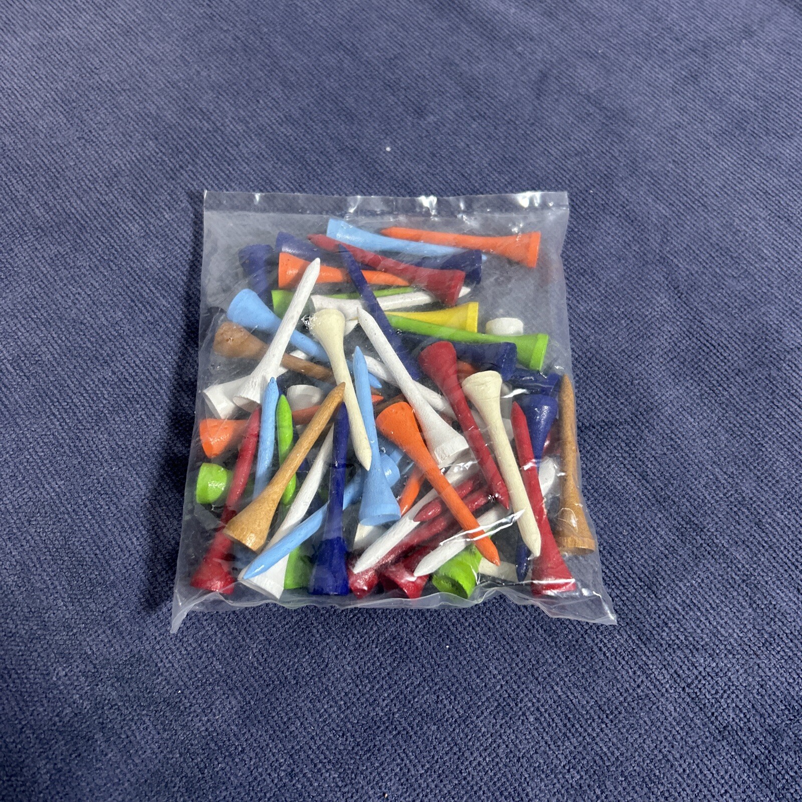 NEW 50 Wooden Golf Tees 2 Inch Multicolor