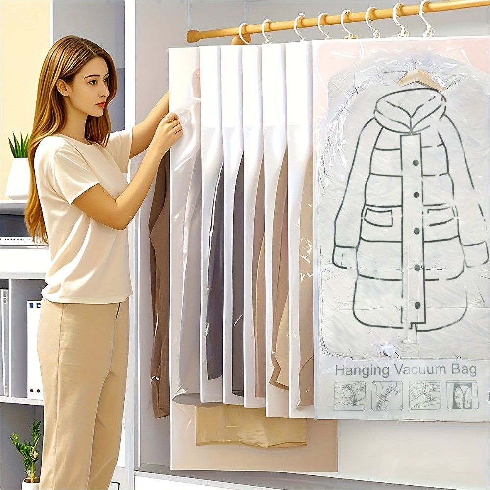 Vacuum Sealer Bags for Closet, 8Pcs Hanging Storage for Travel Organization