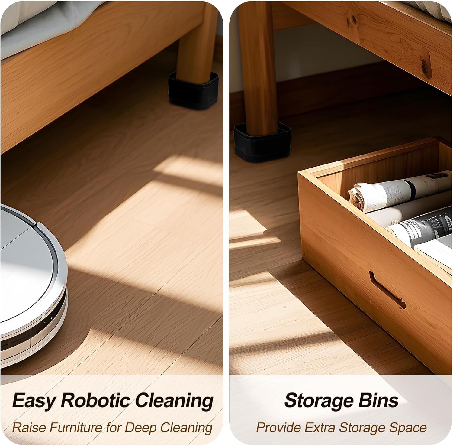 12 Pack Furniture Risers, Adjustable Bed Risers Heavy Duty Stackable Bed