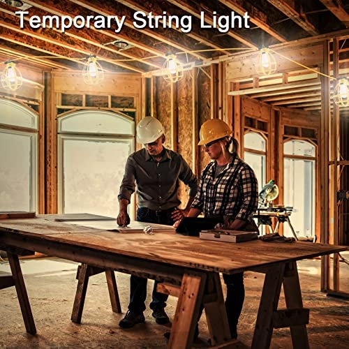 100FT Construction String Lights, 100W 11 Bulbs Work Lights with 100 FT -cover