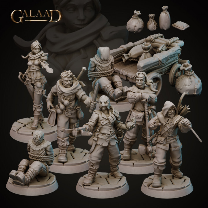 Bandit Raid Set | Galaad Miniatures | Compatible with D&D/AoS | Fantasy