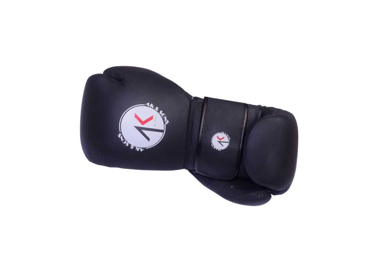 AK&SONS  BOXING GLOVES REAL LEATHER   BLACK COLOER