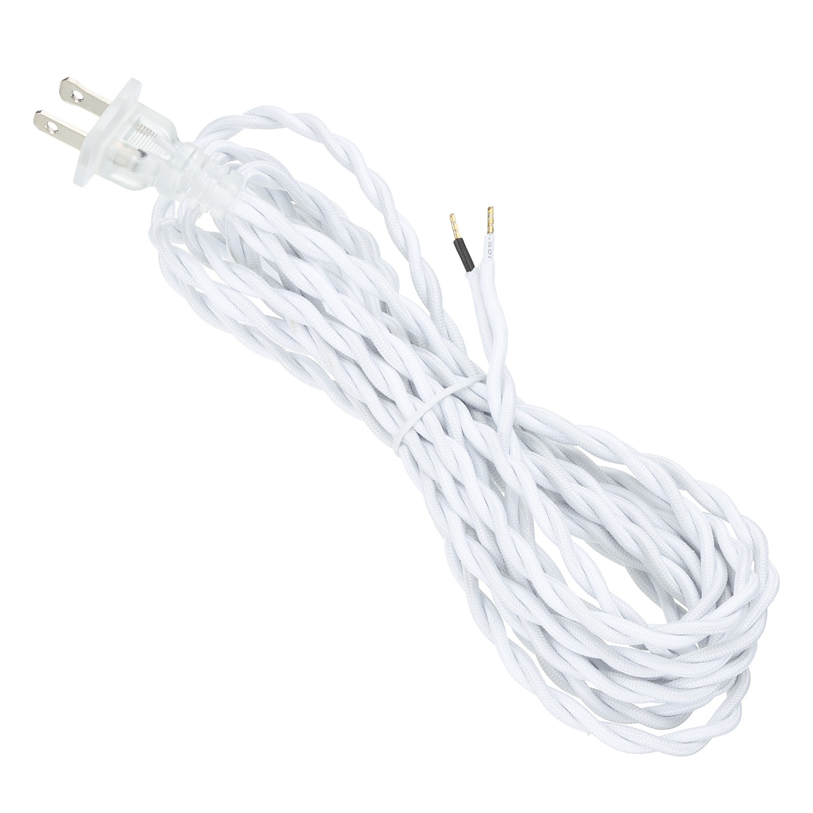 1 Pcs 8Ft 18/2 Twisted Cloth Lamp Cord with Plug White