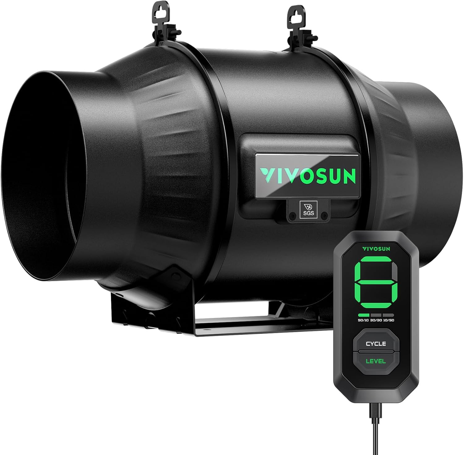 VIVOSUN T6 6" Inline Duct Fan & 3 Cycle Modes E12 Speed Controller, Aerozesh Gro