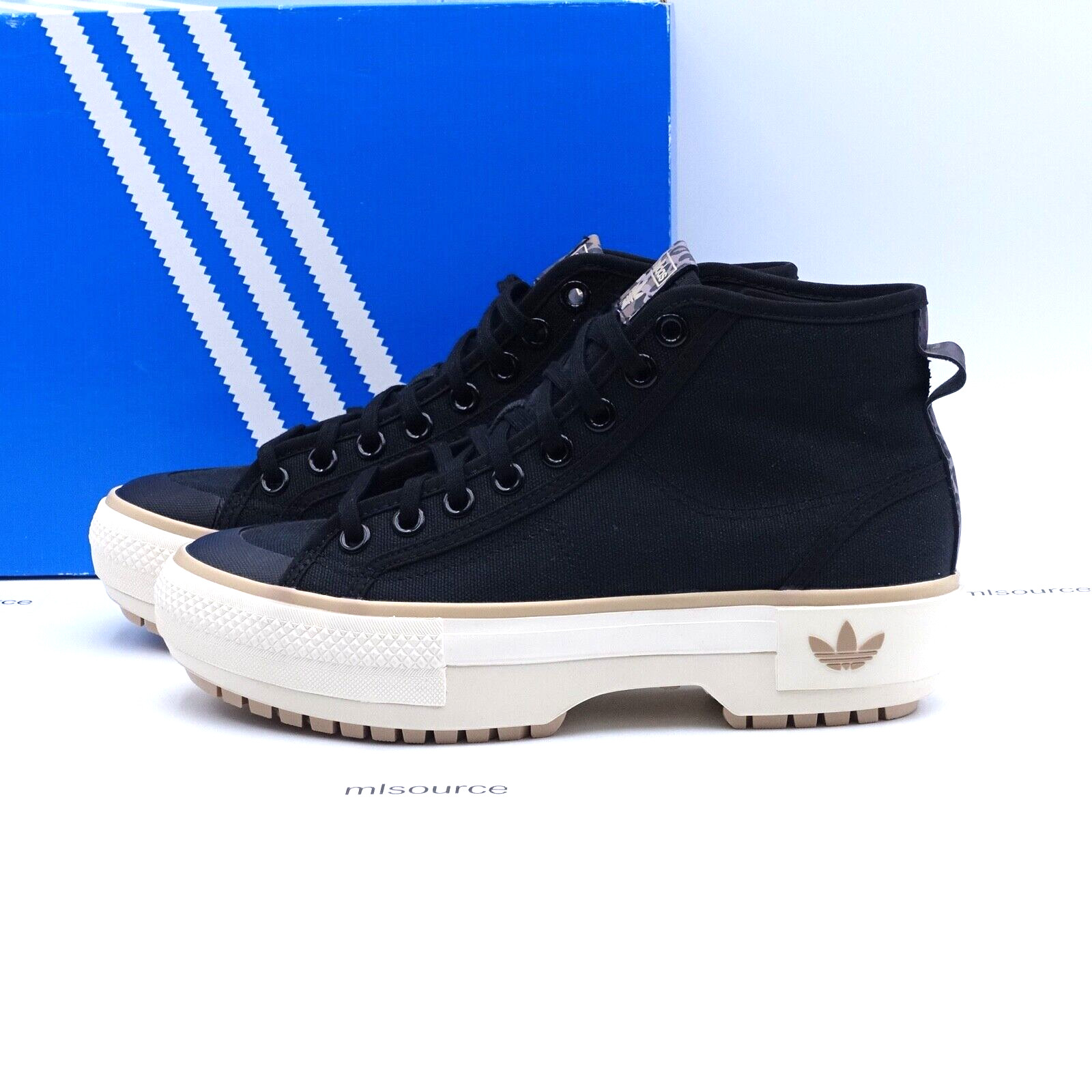 Size 8 Women's adidas Originals Nizza Trek Leopard Platform Sneaker FZ5999 Black