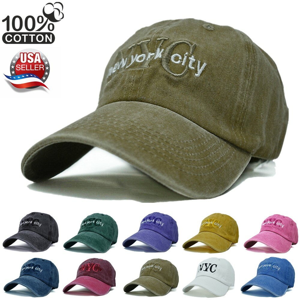 Unisex 100% Cotton Washed Vintage Plain Golf NYC Baseball Dad Cap Adjustable Hat
