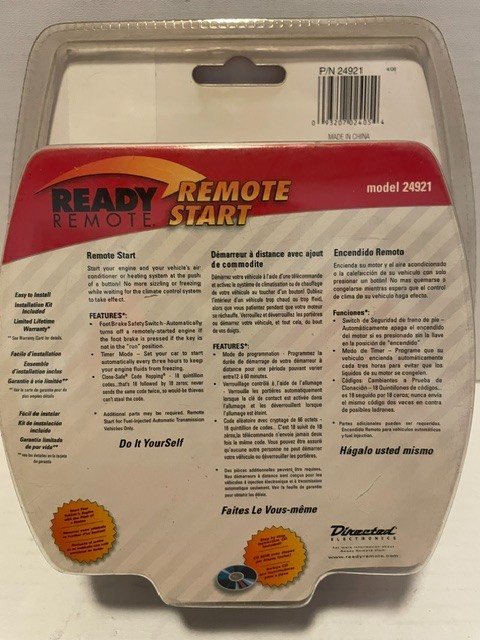 Ready Remote 24921 Car Remote Start System Kit Directed Electronics New Sealed