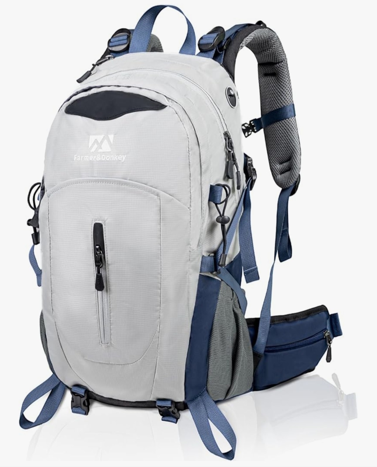 Farmer&Donkey Hiking Backpack, 40L Waterproof Camping Backpack Lightweight  Grey