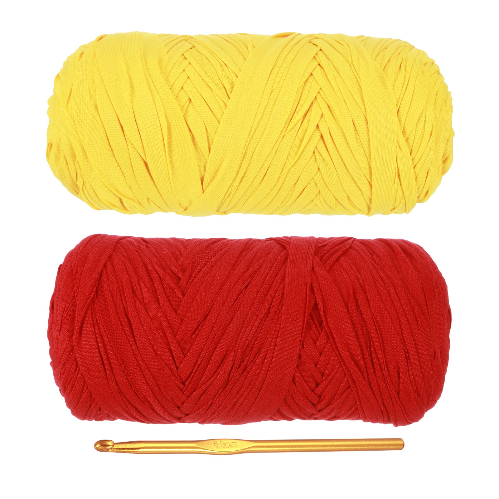 T-Shirt Yarn for Crocheting with Hook, 2 Pack 400g/130 Yards Yarn(Yellow/Red)