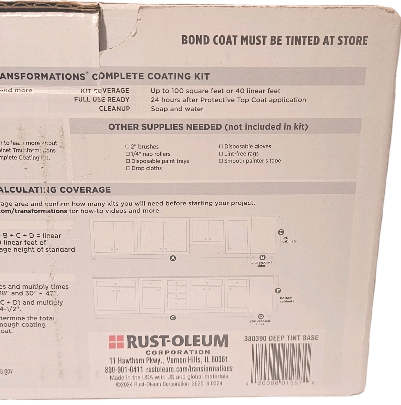2 Pk Forest Gr Rust-Oleum 380390 Cabinet Transformations Kit Deep Tint Base Kit