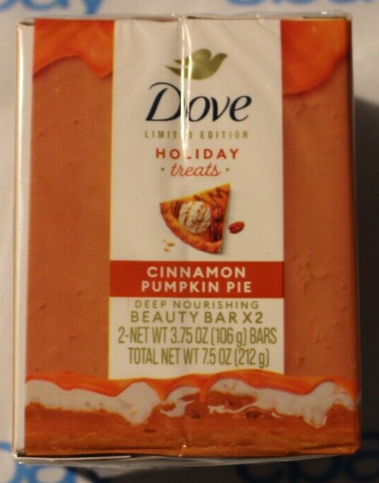Dove Beauty Bar Soap LimitedEditionHolidayTreats Cinnamon Pumpkin Pie 2 Bars New