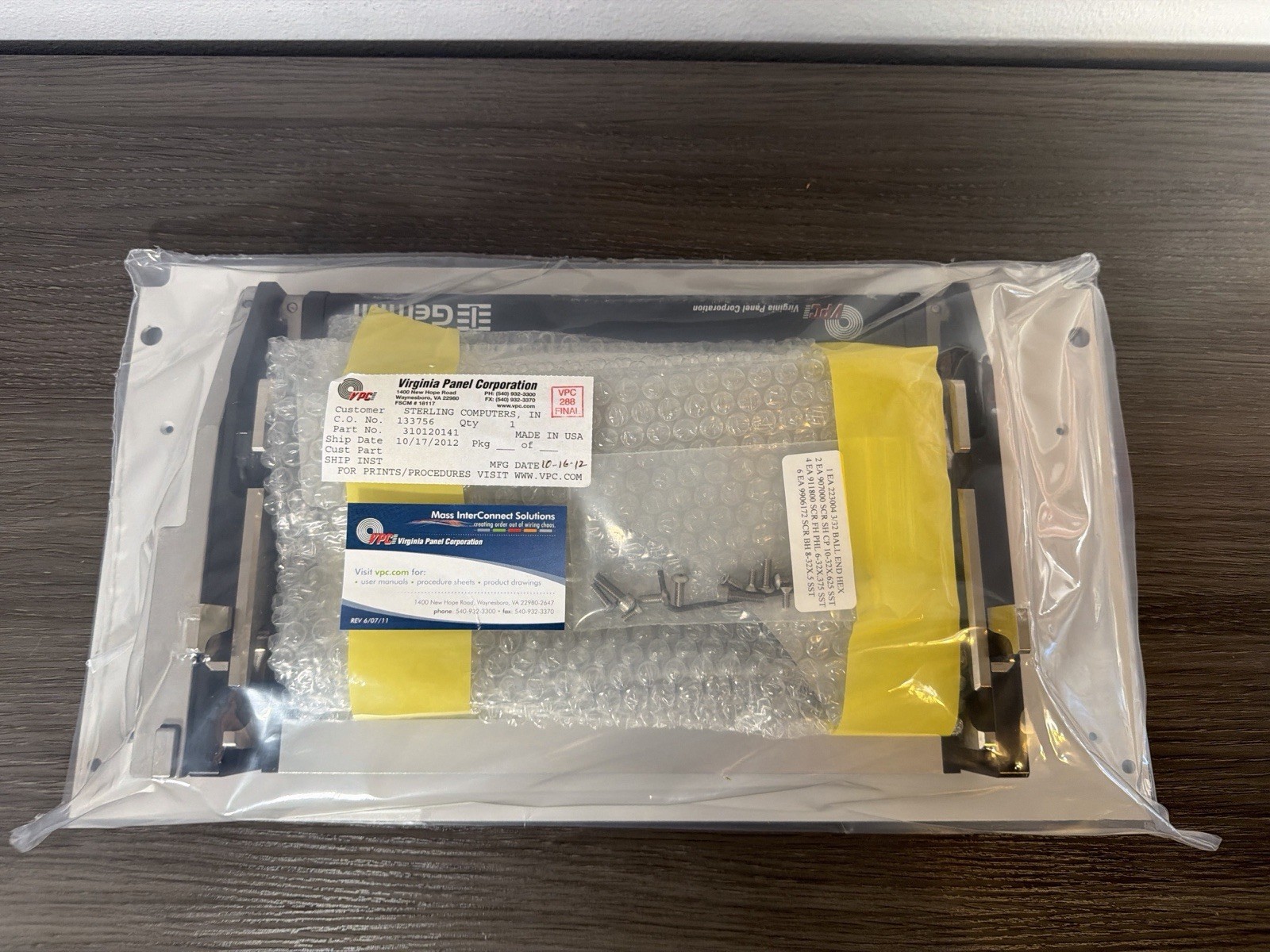 Virginia Panel Corporation VPC Receiver Assembly P/N 310120141 – New NASA JSC