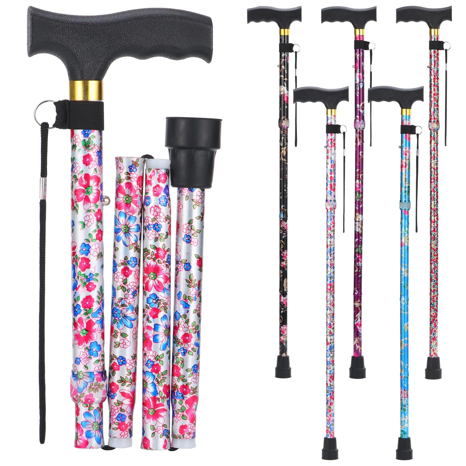 Collapsible Walking Cane, Men, Women, Lightweight, Foldable, T-Handle, Senior