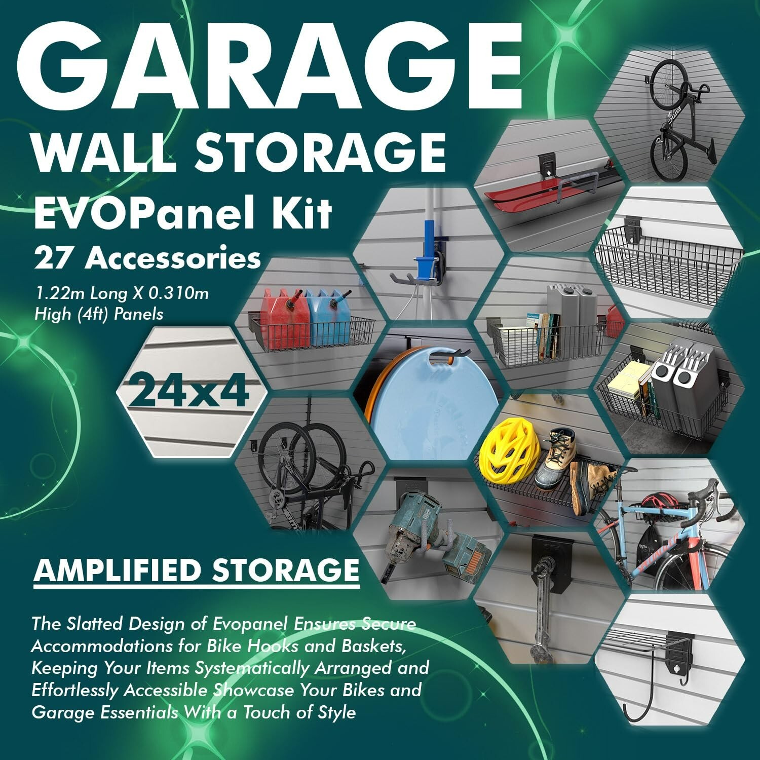 EVOPanel Garage Wall Storage Kit 19 Accessories EP162