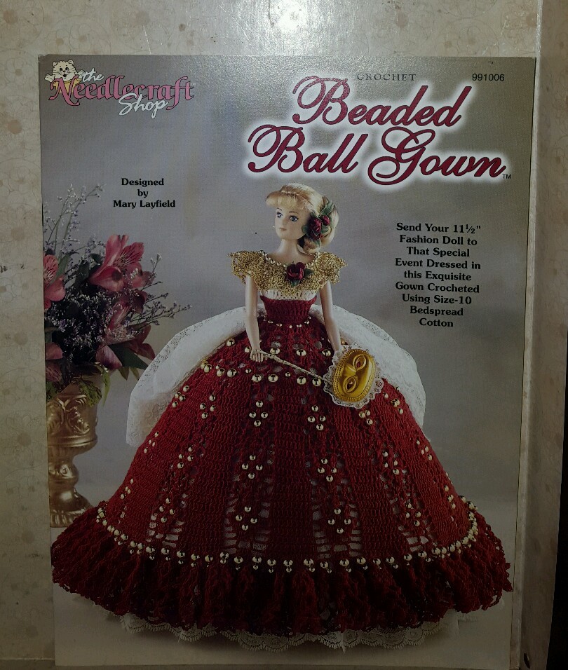 AK10 THE NEEDLECRAFT SHOP 1999, CROCHET BEADED BALL GOWN