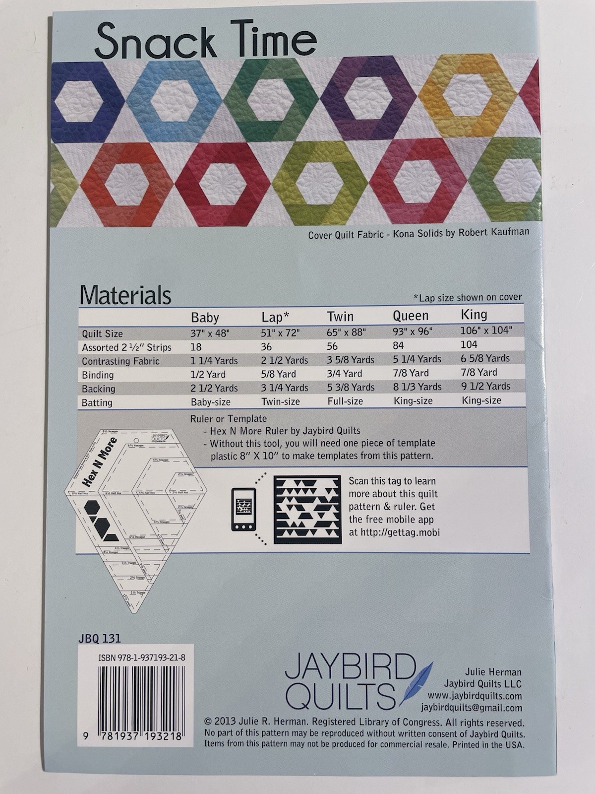 Snack Time Quilt Pattern by Jaybird Quilts - Finishes in 5 Sizes Piecing