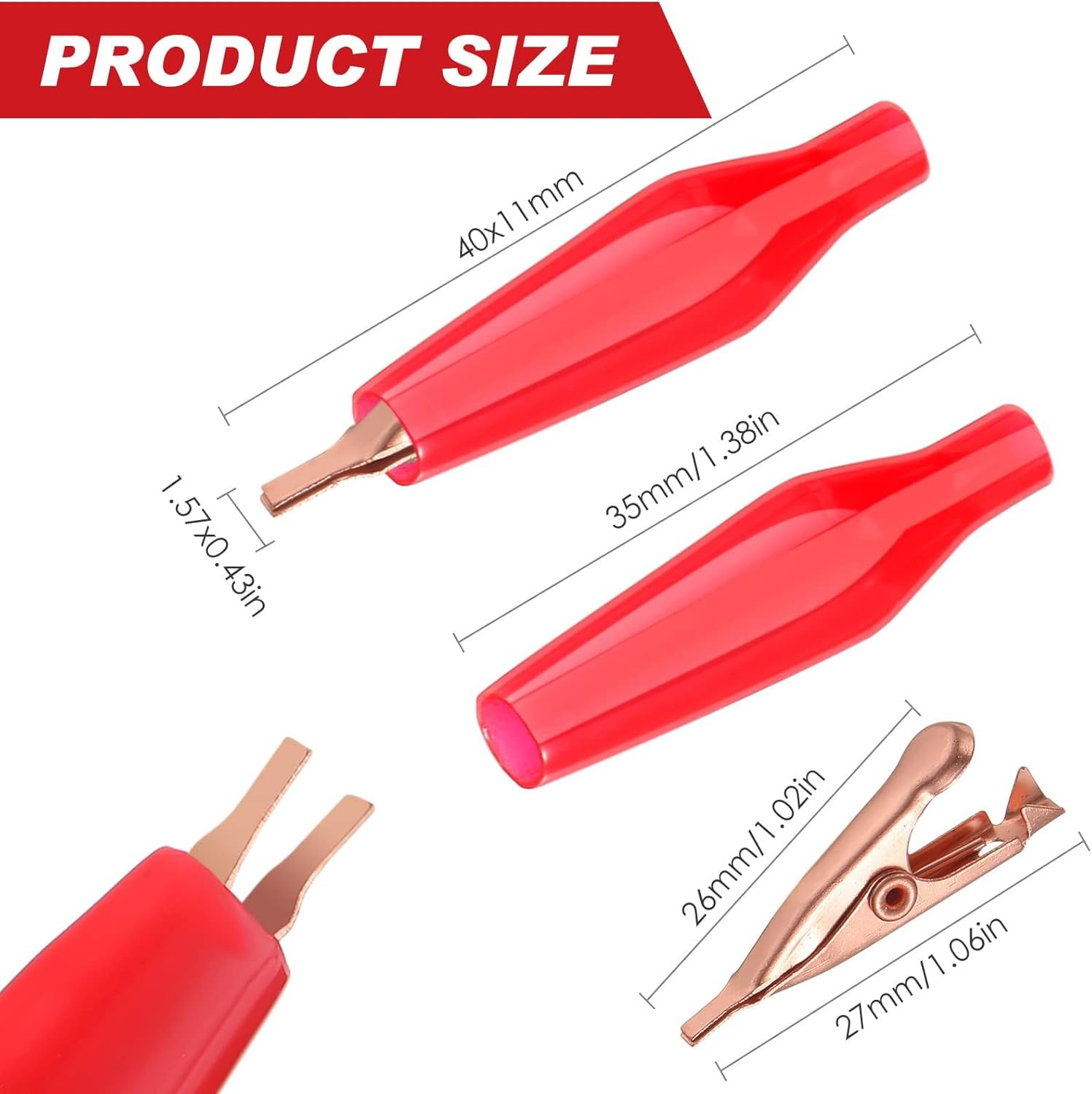 50 Pack Micro Toothless Alligator Test Clips Small Solid Copper Alligator Cli