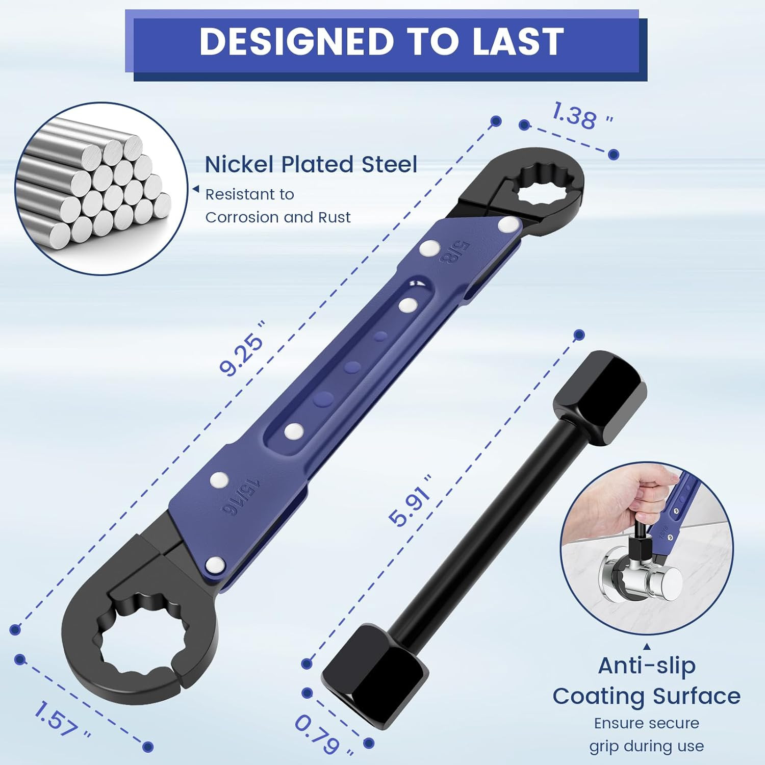 Plumbing Tools, Angle Stop Wrench Angle-On Wrench kit, Professional Plumbers wre