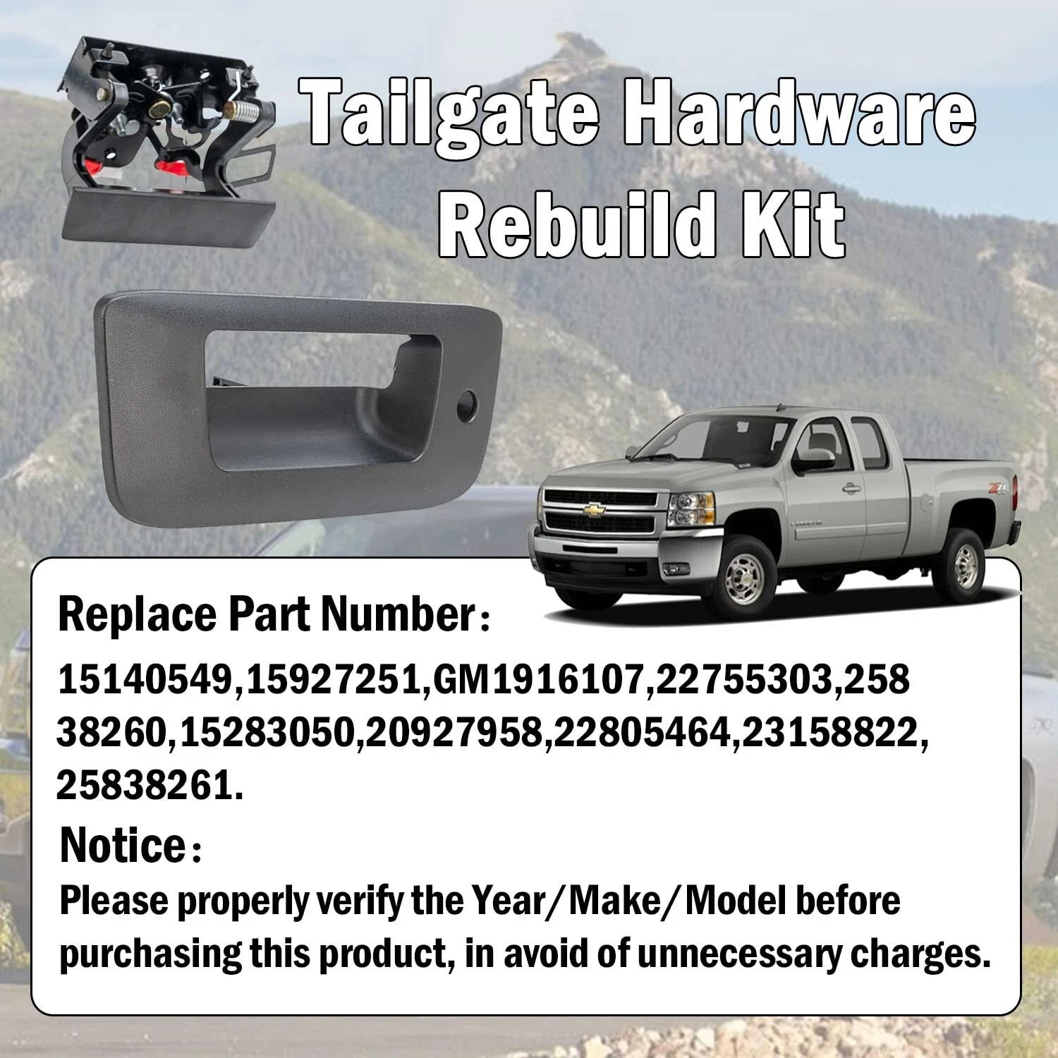 Tailgate Hardware Rebuild Kit Fit for 2007 2008 2009 2010 2011 2012 2013 2014...
