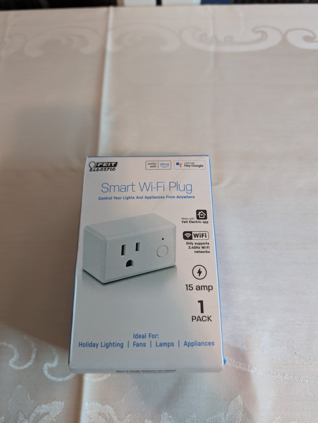 FEIT ELECTRIC-Indoor Smart Wi-Fi Single Outlet Wall Plug-White-Alexa-Google-Siri