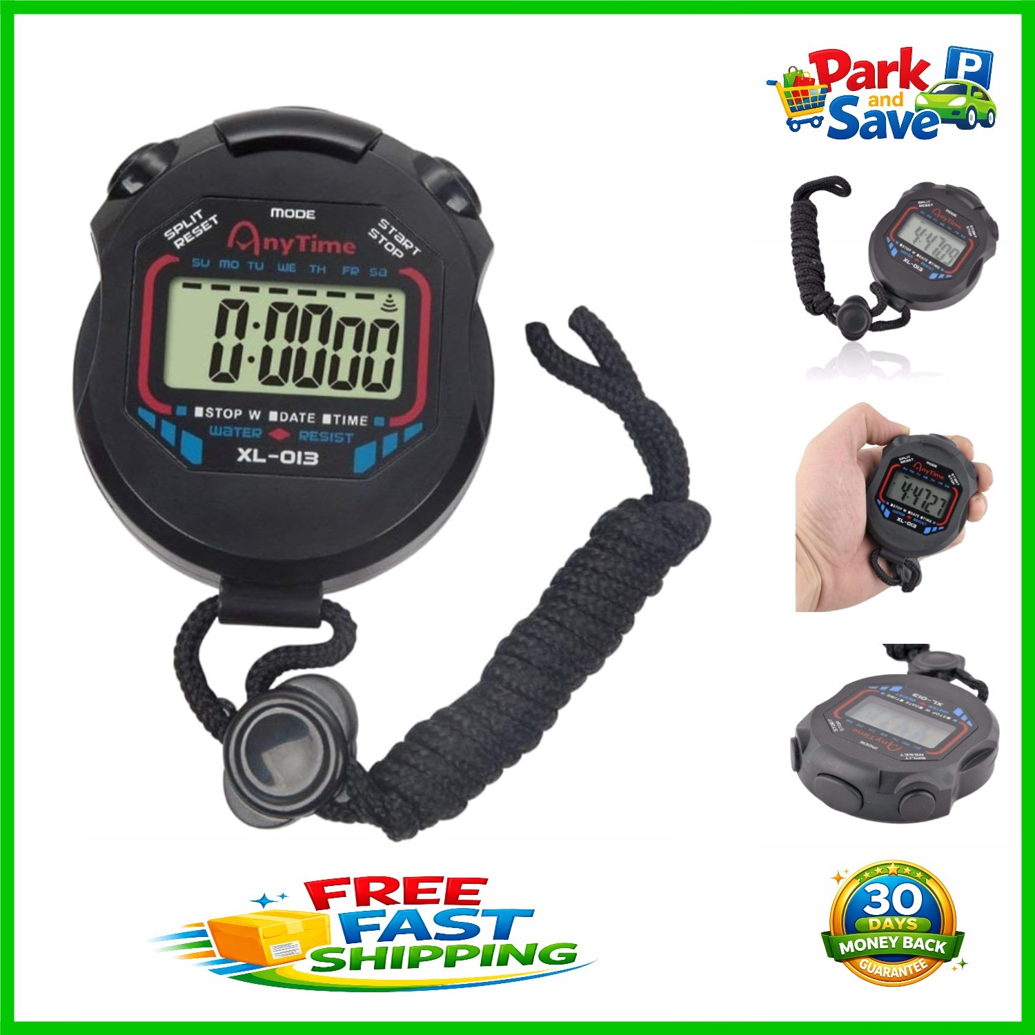 Multi-Function Sports Stopwatch: Electronic LCD Timer with Date & Time Features