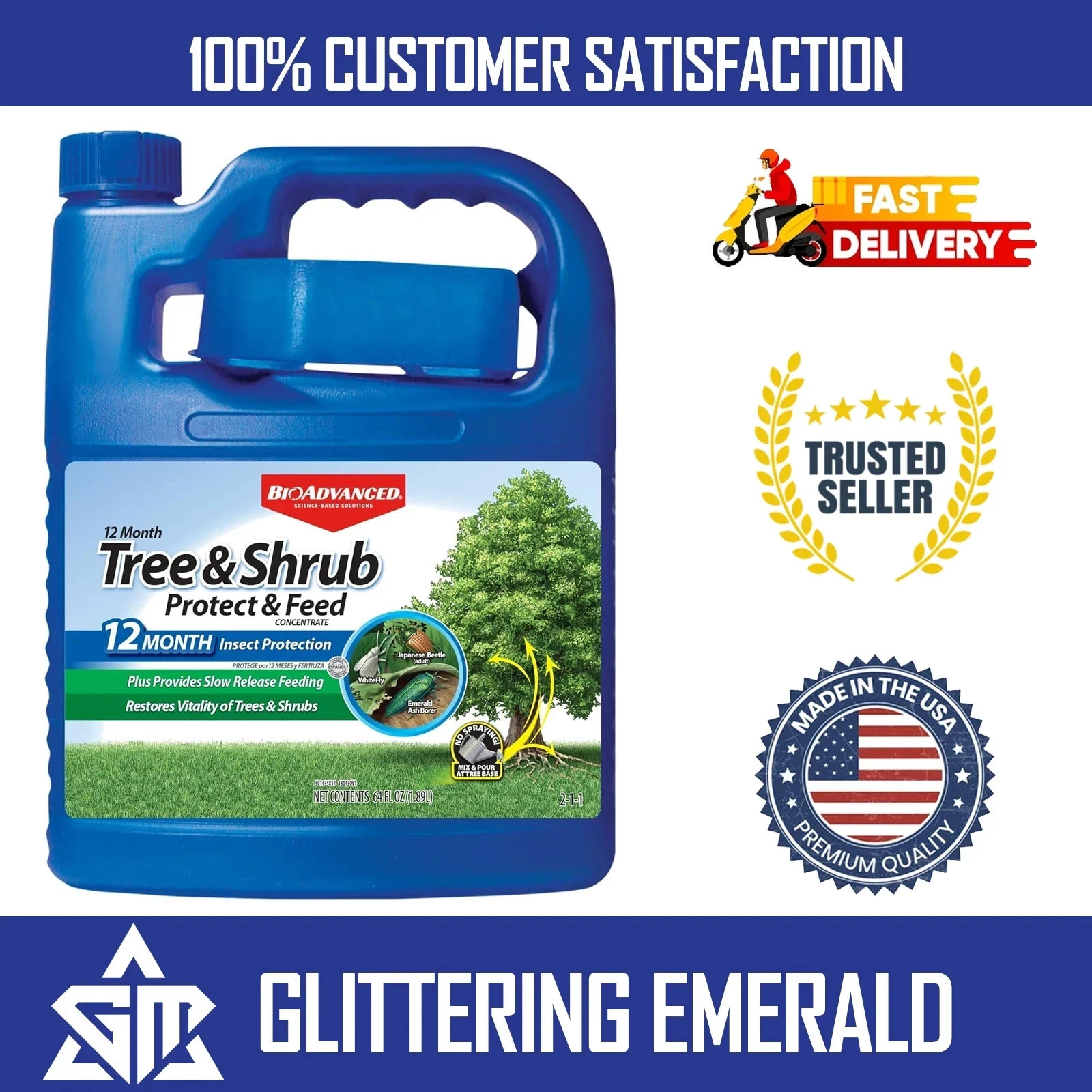 BioAdvanced Tree and Shrub, Concentrate_ protect and feed 64oz - Rapid Shipping