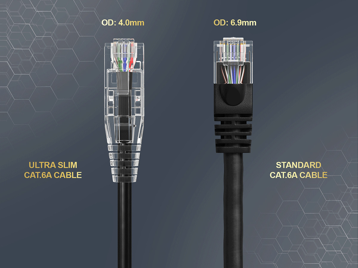 14ft Slim Cat6a 28AWG UTP Ethernet Network Patch Cable, Black
