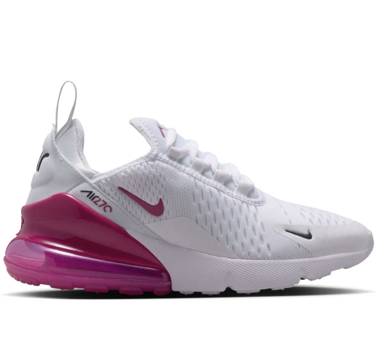 Nike Air Max 270 Shoes White/Black/Sweet Beet Size Kids Sneakers 943345-124
