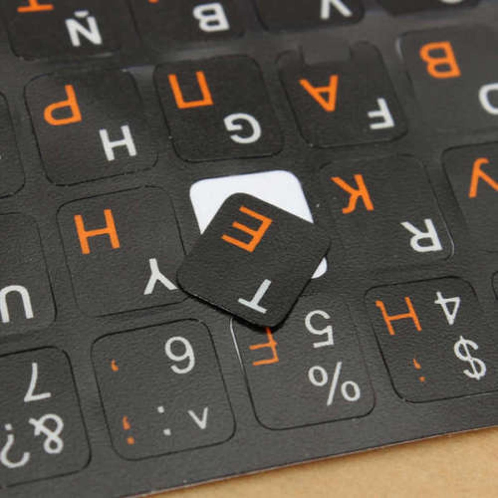 2Pack Russian Standard Keyboard Layout Sticker White Letters Black Replacement