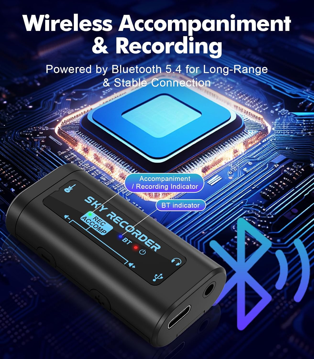 Guitar Audio Interface Pocket Internal Recording Sound Card with Bluetooth, Inte