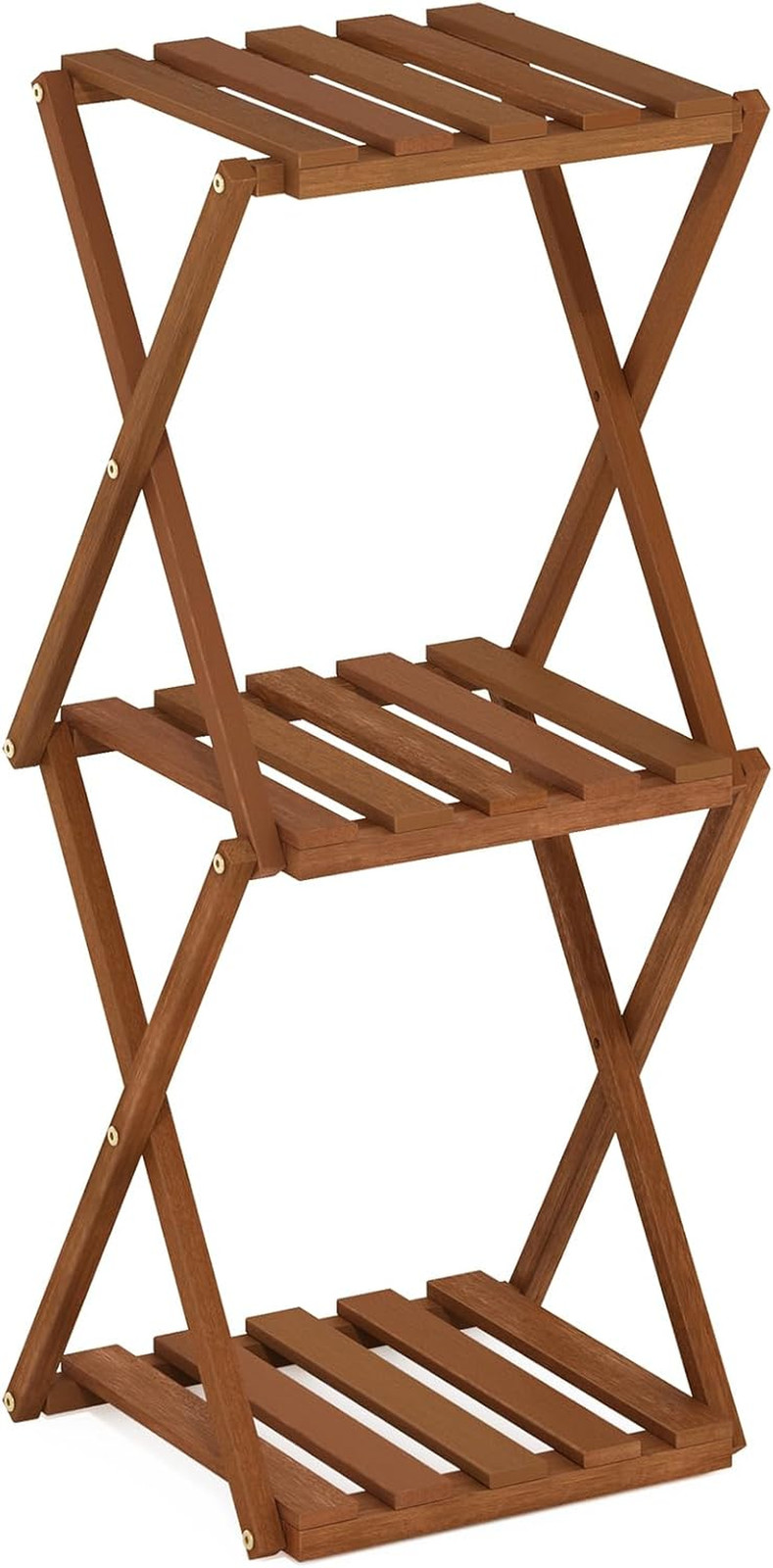 TIOMAN Patio Table, 3-Tier Outdoor Side Table, Toolless Multipurpose Folding Dis