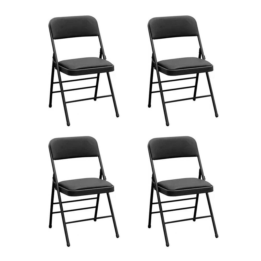 Vinyl Black Steel Frame Padded Folding Chair(4 PACK)
