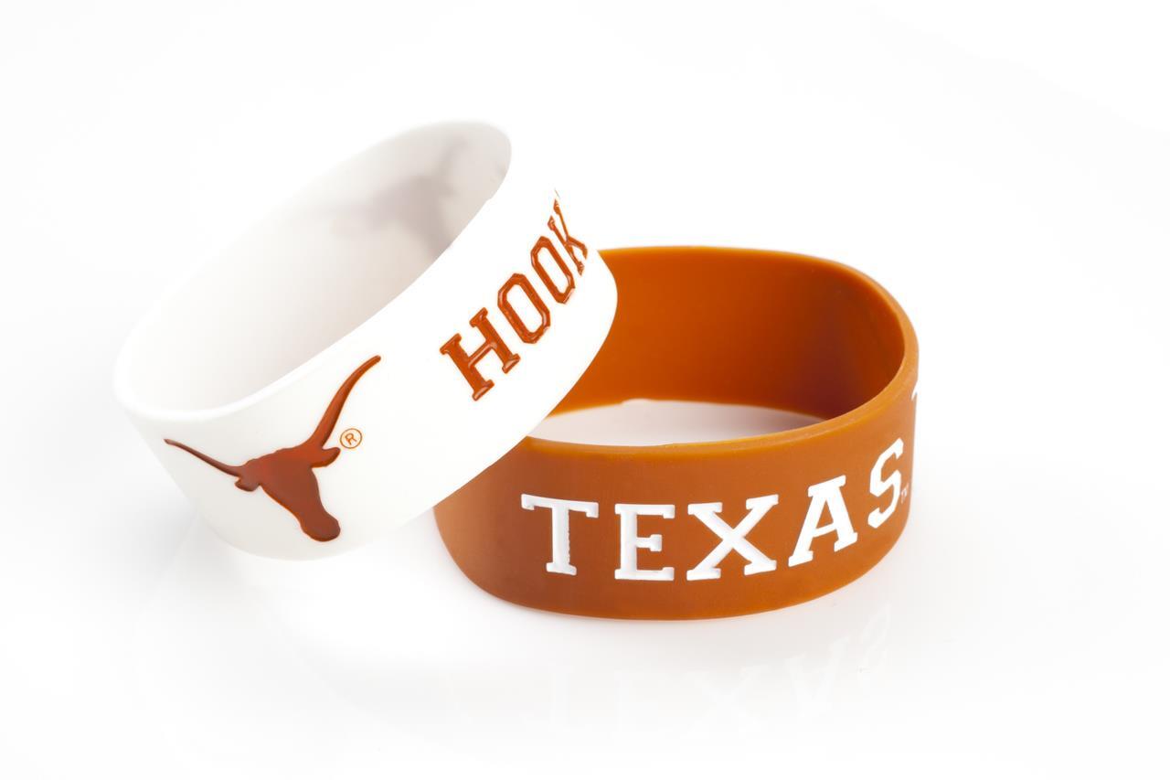 Texas Longhorns Silicone Bracelets 2 Pack Wide [NEW] NCAA Jewelry Bracelet