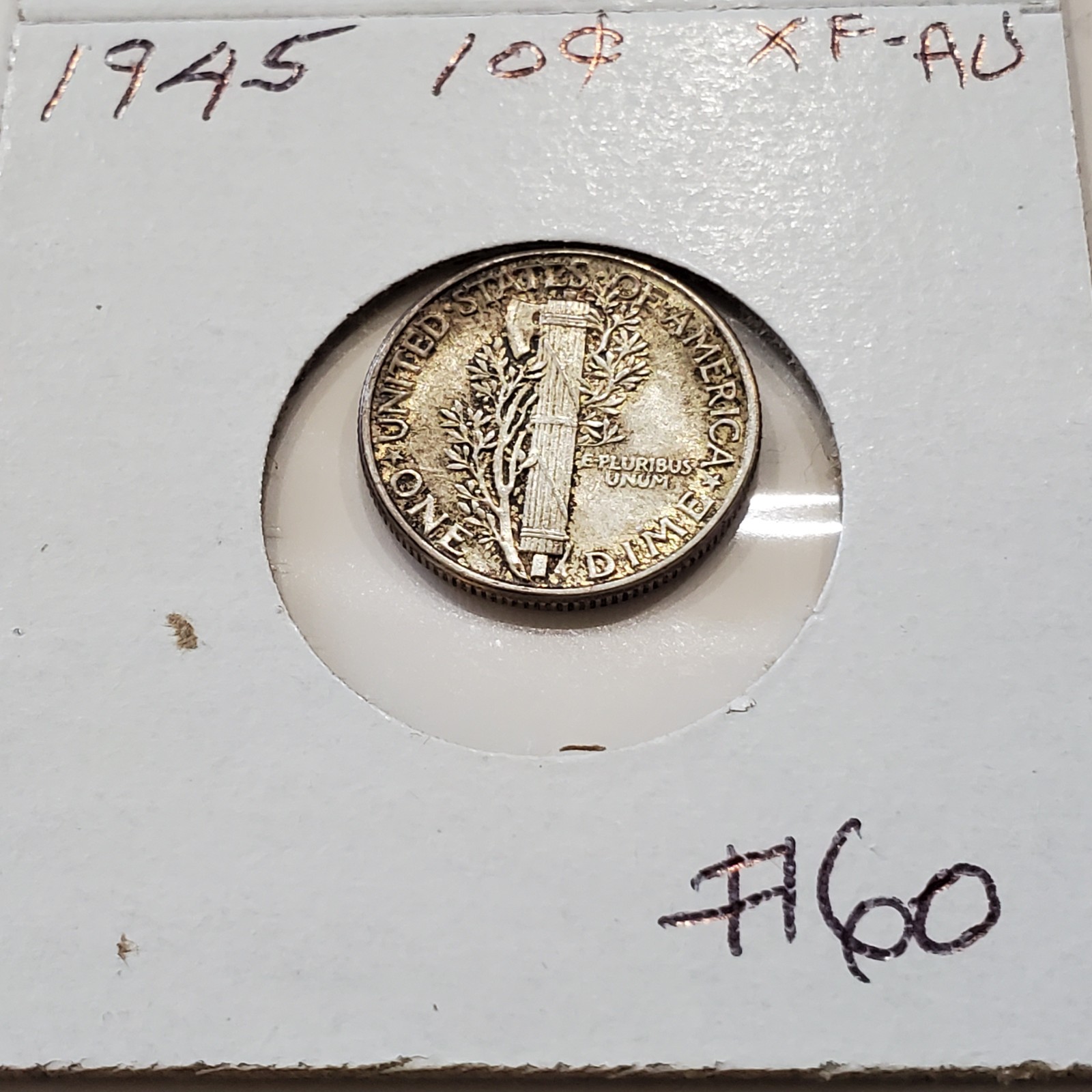 1945 Dime -XF- AU-PARTIAL TONING #60