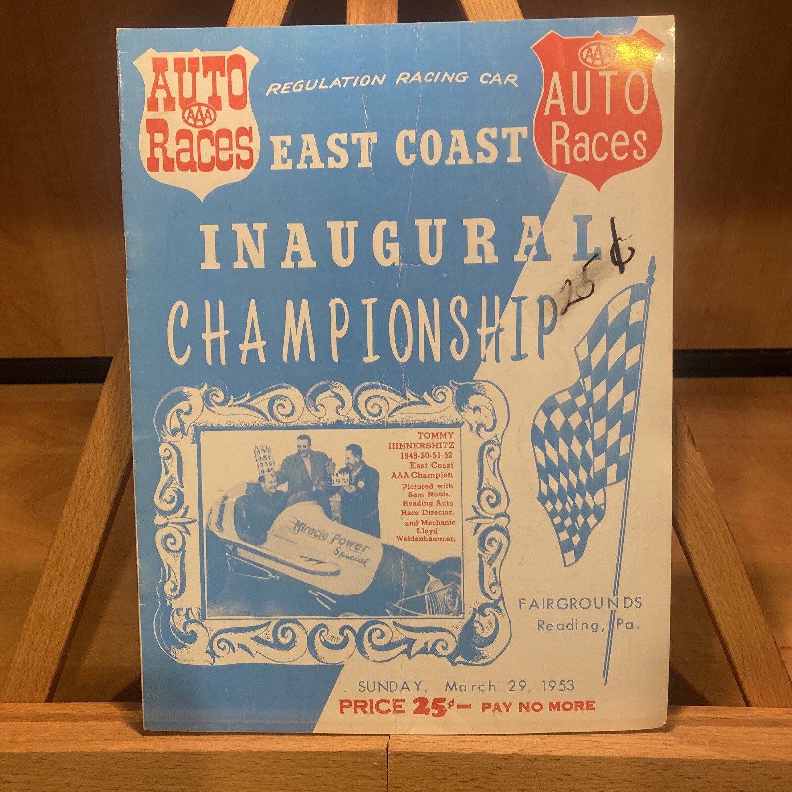 1953 East Coast Inaugural Championship Reading PA Program Open Wheel AAA Auto