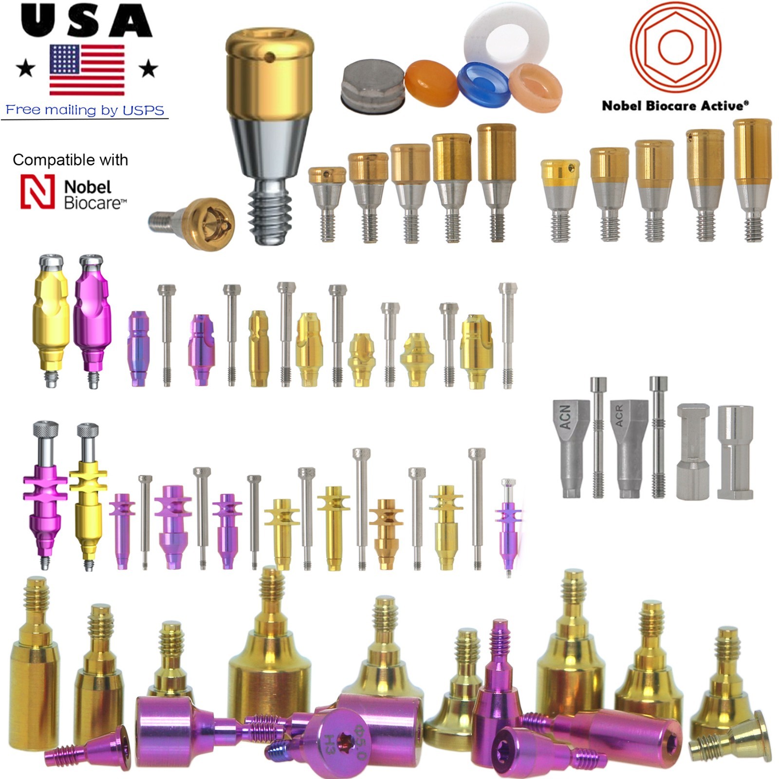 Nobel Biocare CC Hex Locator/Healing Cap Abutment Analog Impression Coping NP/RP