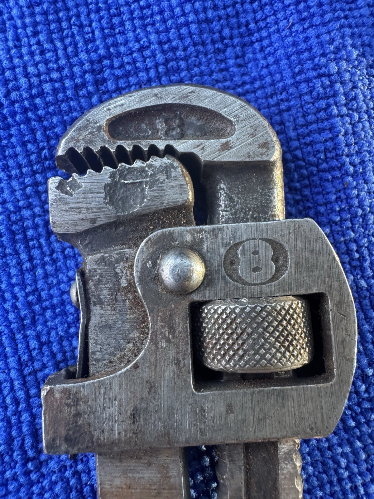 Vintage 8" Mini Pipe Wrench. Marked "STEEL CO. Guaranteed”. (B2)