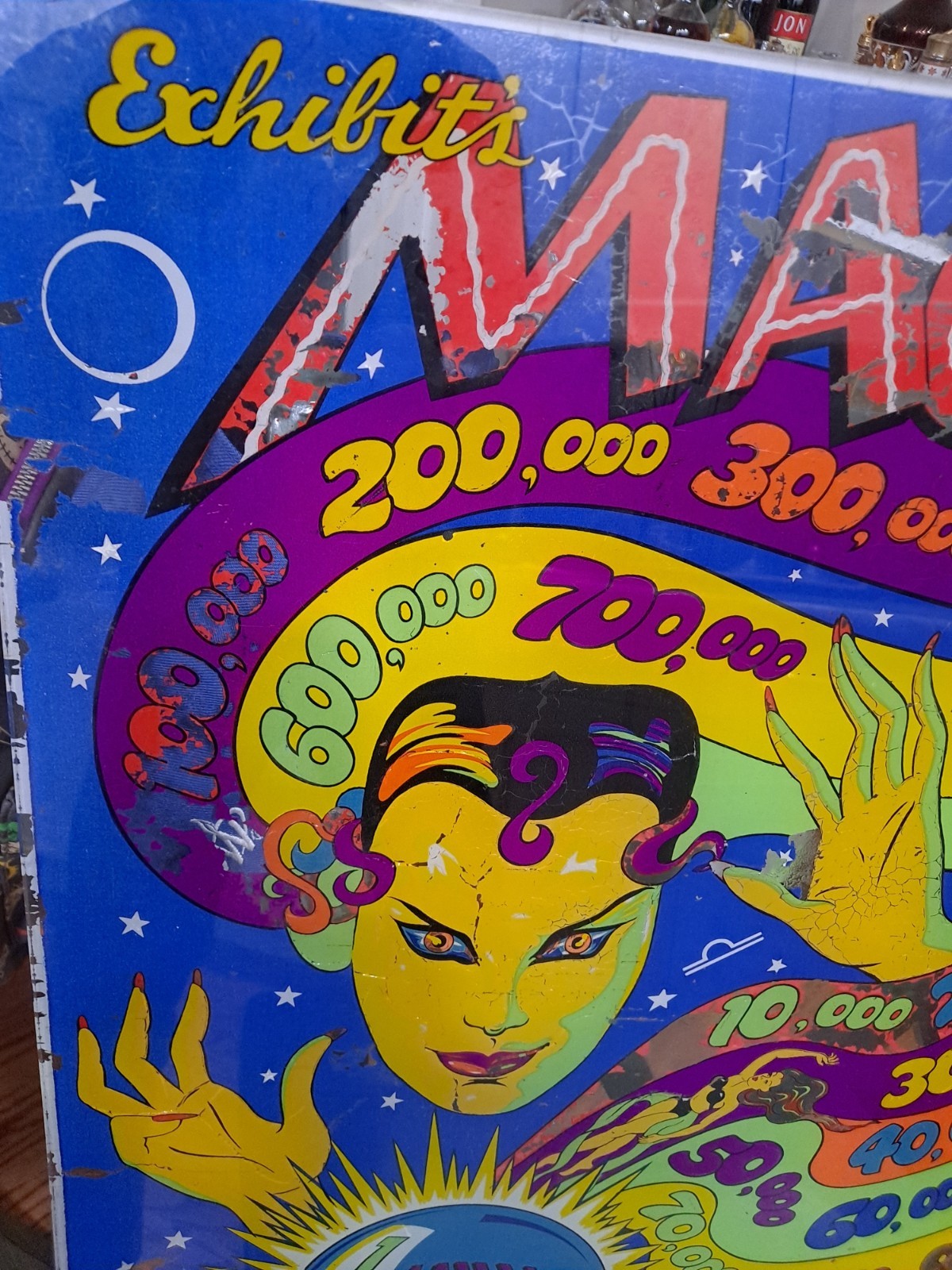 The Exhibit Supply Co. MAGIC, Original Pinball Machine BACK GLASS, 1940