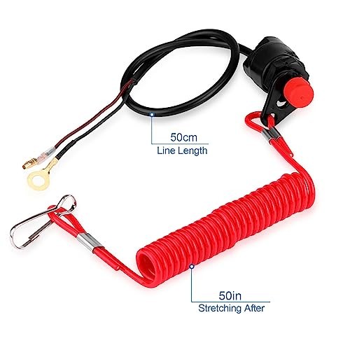 Boat Kill Switch, Outboard Engine Stop Switch with Tether Lanyard Cord,