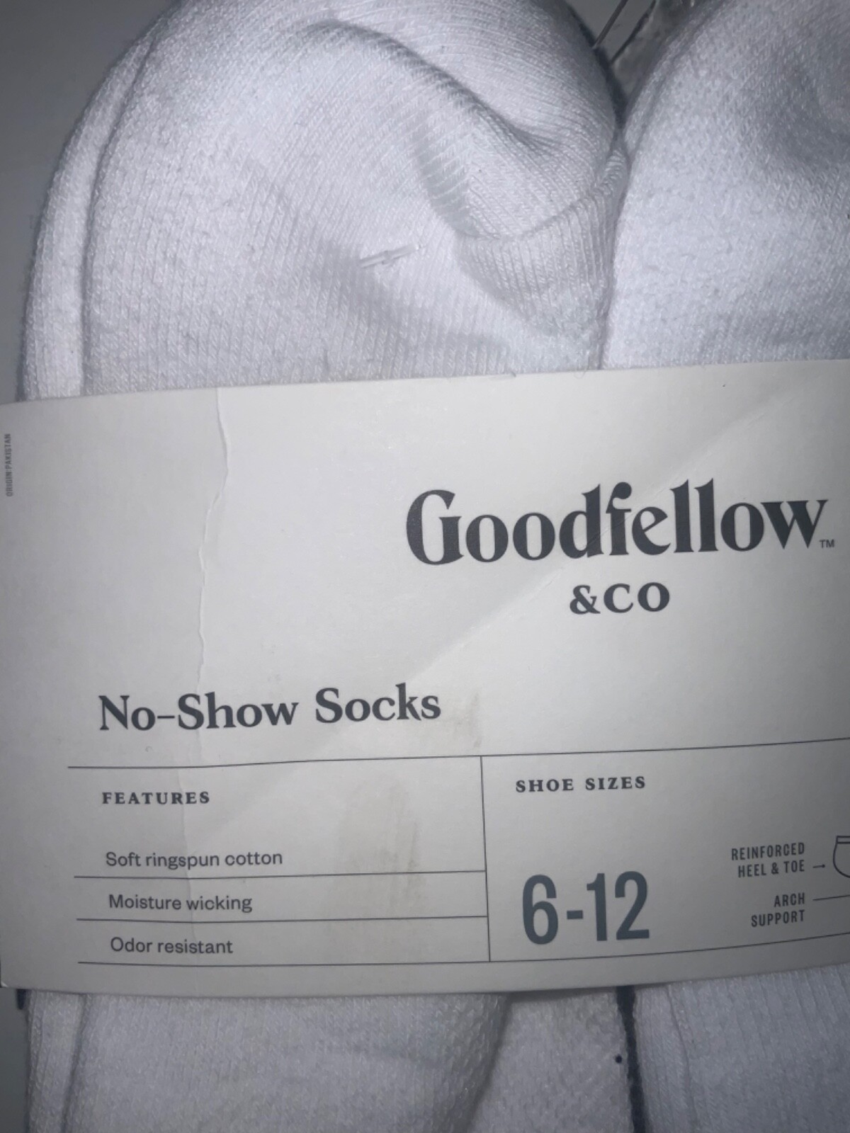 Goodfellow & Co 6 Pair Pkg soft cotton blend NO SHOW SOCKS Men's 6-12 WHITE