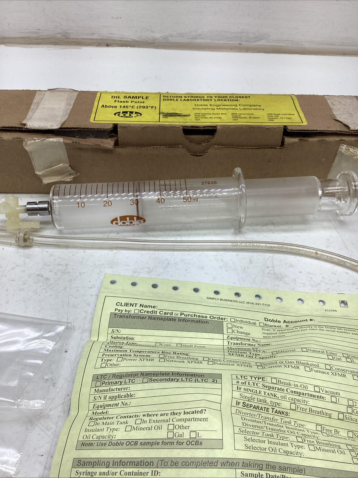 Doble Oil Sample Syringe 50 ml NIB
