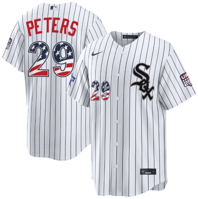 White Sox #29 Peters Tristan USA 250 White 100% Stitched Jersey ALL SIZES