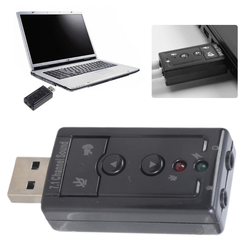 External Sound Card USB 2 Virtual 7.1 Surround Sound Adapter for Windows