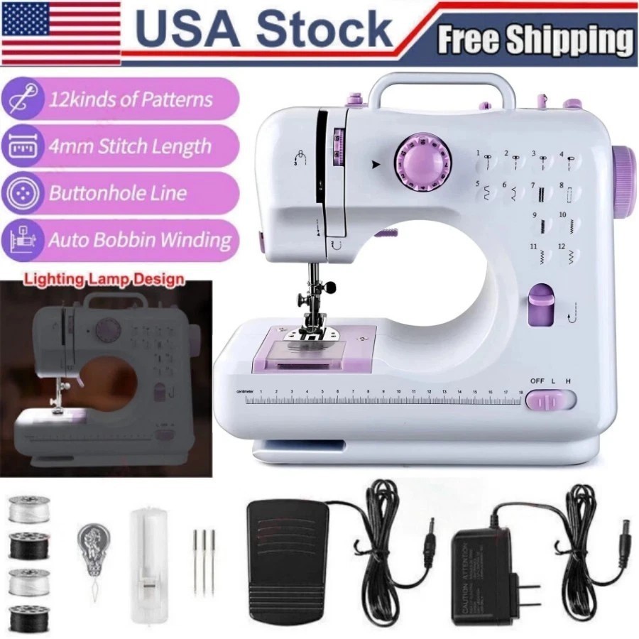 Electric Sewing Machine Portable Crafting Mending Machine 12 Built-In Stitches