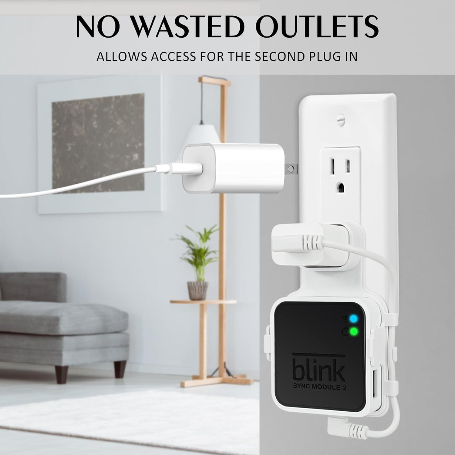 Outlet Wall Mount for Blink Sync Module 2 - Space-Saving Bracket with Short Cabl