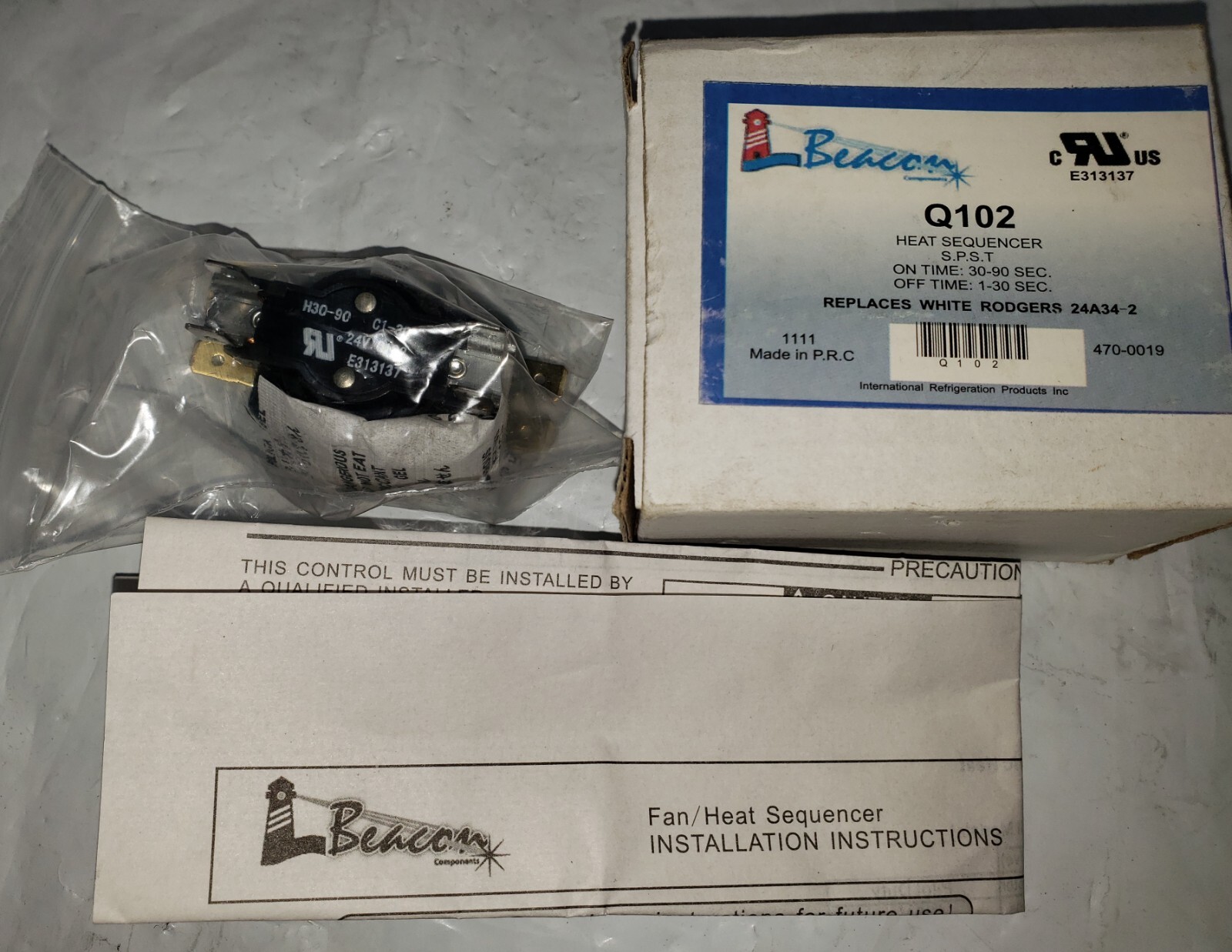 Beacon Q102 replaces White Rodgers 24A34-2 Electric Heat Sequencer